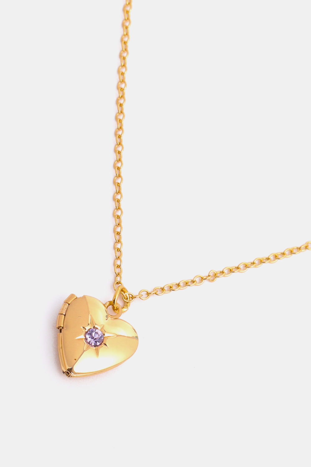 Zircon Heart Shape 14K Gold-Plated Birthstone Pendant Necklace