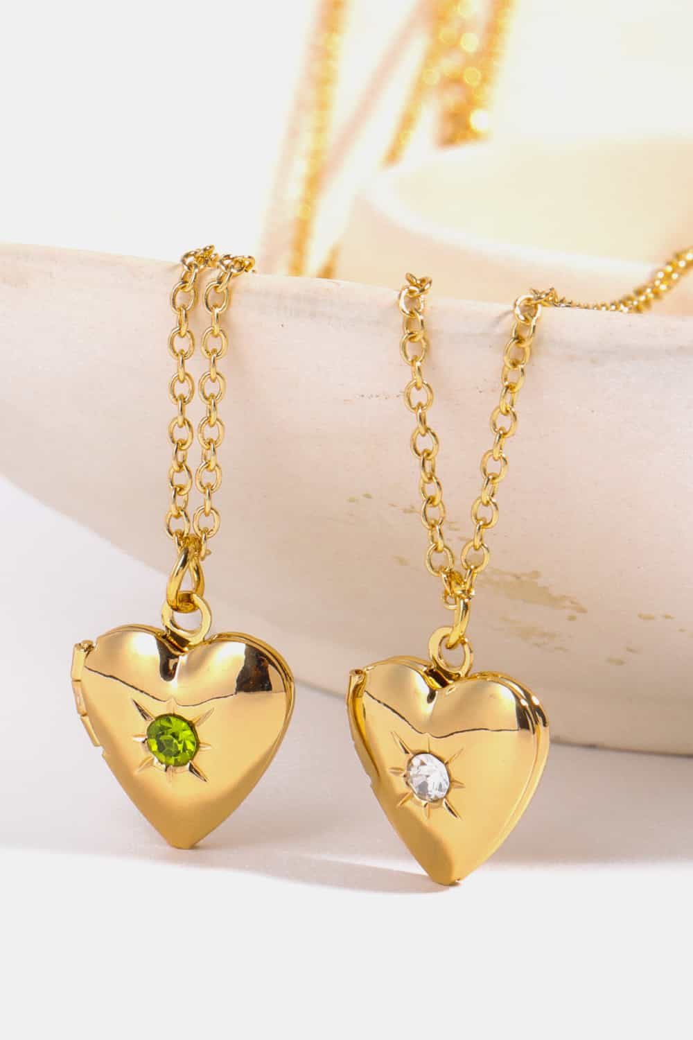 Zircon Heart Shape 14K Gold-Plated Birthstone Pendant Necklace