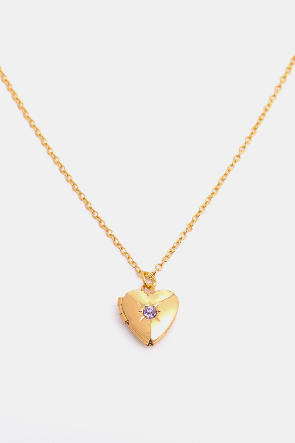 Zircon Heart Shape 14K Gold-Plated Birthstone Pendant Necklace