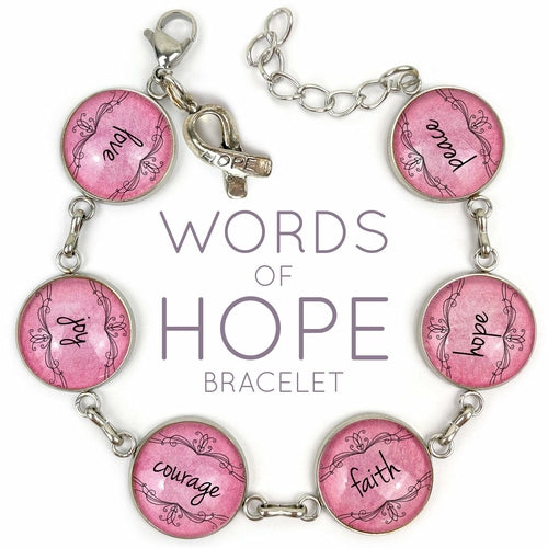 Love, Joy, Courage, Faith, Hope, Peace - Words of Hope Glass Charm Bracelet