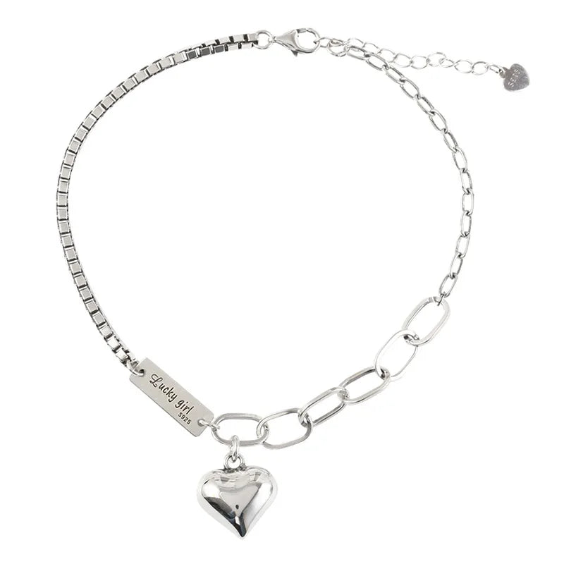 925 Sterling Silver Love Anklet Fashion Simple Charm Women's Anklet