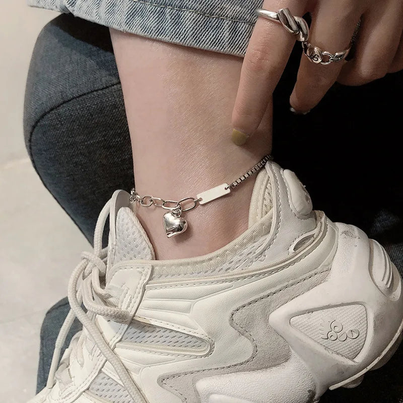 925 Sterling Silver Love Anklet Fashion Simple Charm Women's Anklet