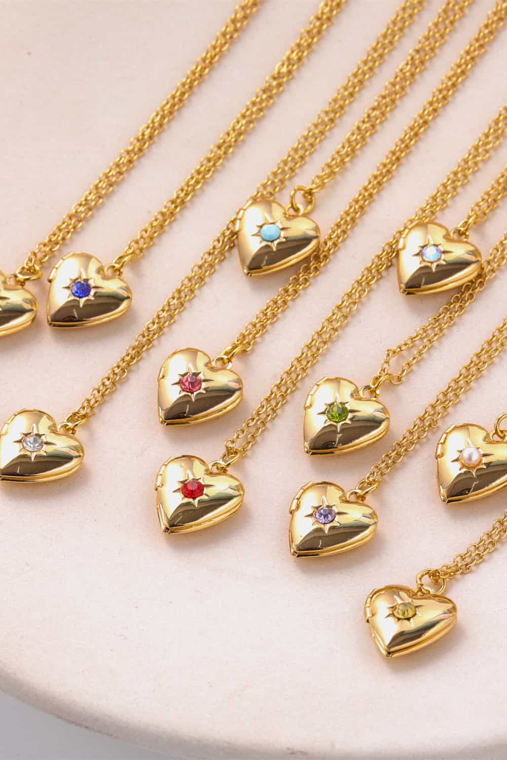 Zircon Heart Shape 14K Gold-Plated Birthstone Pendant Necklace