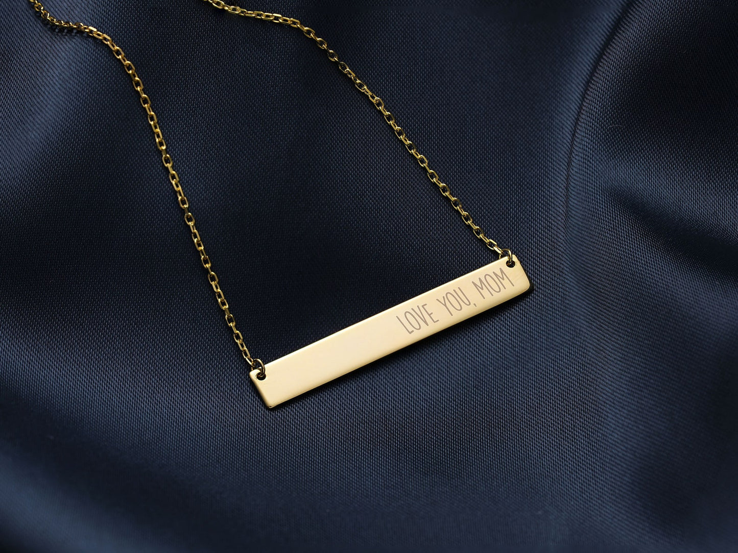 Personalized Necklace Engraved Bar Necklace Gold Bar Name Necklace