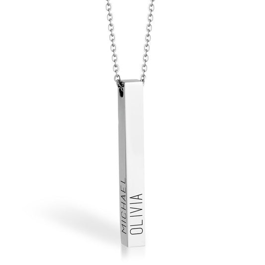 Engraved 3D Bar Necklace